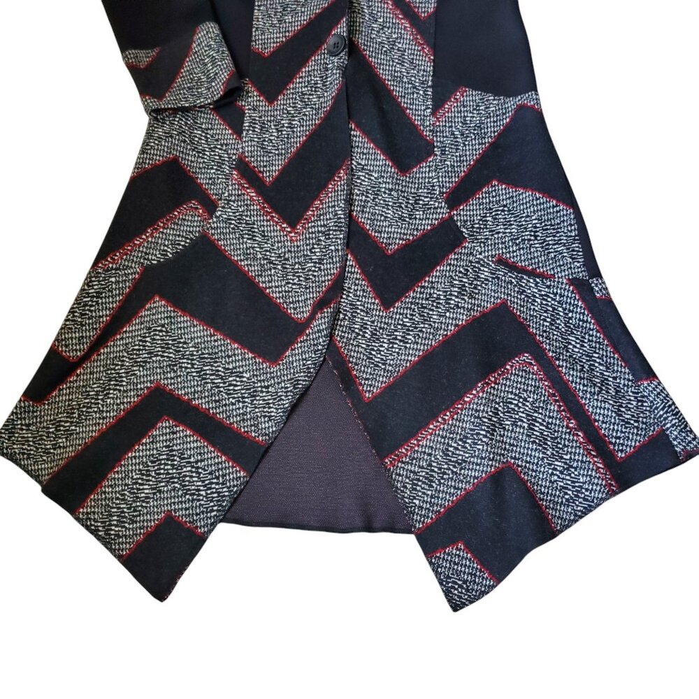 Mid-length Unique Blazer/Jacket in Black/Red/White Size Medium - Picture 7 of 11